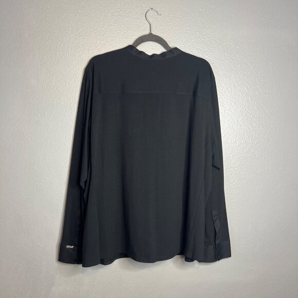 Calvin Klein Long Sleeve Top Plus Size 3X Black Mixed Media V-Neck Button NWT - Picture 10 of 10